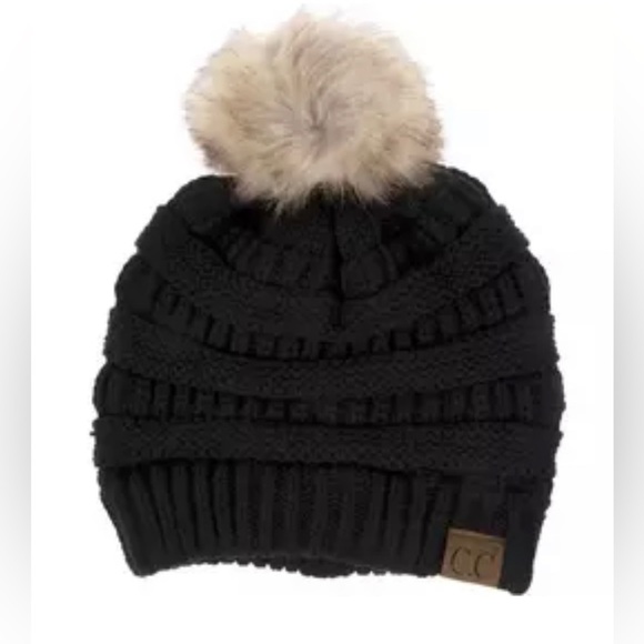 C.C Woven Beanie With Pom Pom - Picture 4 of 4